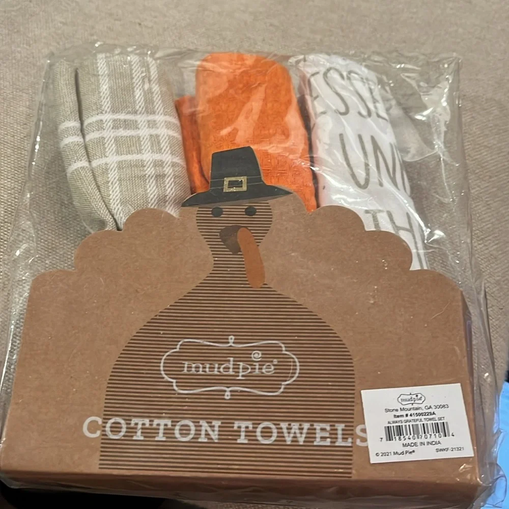 Mud Pie Always Thankful Towel Set/NWT